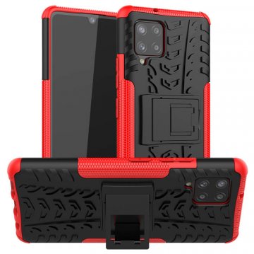 Samsung Galaxy A42 5G Hybrid Rugged PC + TPU Kickstand Case Red