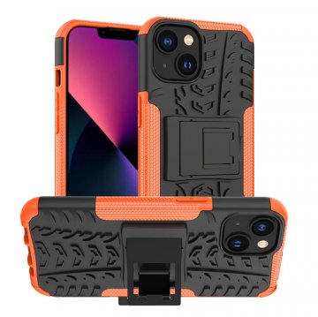 Dual Layer Hybrid Anti-Slip iPhone 14 Kickstand Case Orange