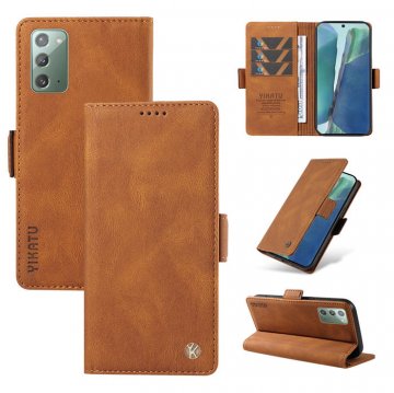 YIKATU Samsung Galaxy Note 20 Skin-touch Wallet Kickstand Case Brown