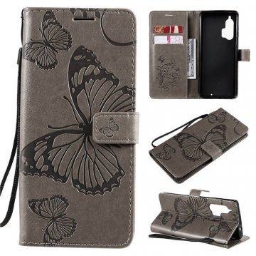 Motorola Edge Plus Embossed Butterfly Wallet Magnetic Stand Case Gray