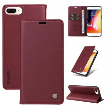YIKATU iPhone 7 Plus/8 Plus Wallet Kickstand Magnetic Case Red