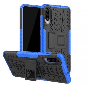 Samsung Galaxy A70 Hybrid Rugged PC + TPU Kickstand Case Blue