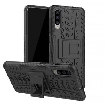 Samsung Galaxy A70 Hybrid Rugged PC + TPU Kickstand Case Black