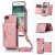 Bling Crossbody Wallet iPhone 7/8/SE2 2020/SE3 2022 Case with Strap Rose Gold