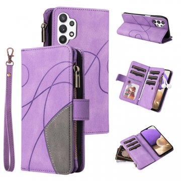 Samsung Galaxy A32 5G Zipper Wallet Magnetic Stand Case Purple