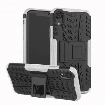 Hybrid Rugged iPhone XR Kickstand Shockproof Case White