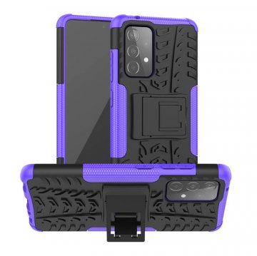 Samsung Galaxy A52 5G Hybrid Rugged PC + TPU Kickstand Case Purple