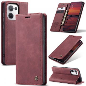 CaseMe OPPO Reno13 Wallet Magnetic Suede Leather Case Red