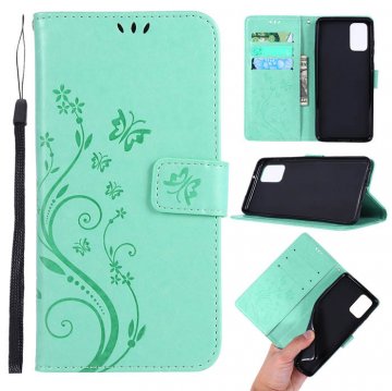 Samsung Galaxy S20 Butterfly Pattern Wallet Magnetic Stand Case Mint