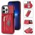 Crossbody Zipper Wallet iPhone 13 Pro Max Case With Strap Red