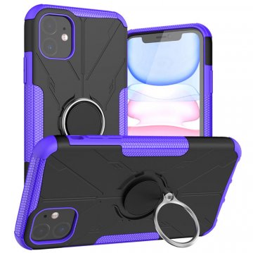 iPhone 11 Hybrid Rugged PC + TPU Ring Kickstand Case Purple