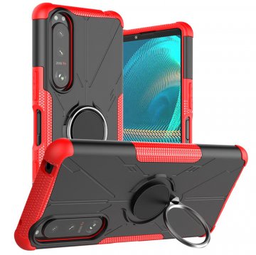 Sony Xperia 5 III Hybrid Rugged Ring Kickstand Case Red