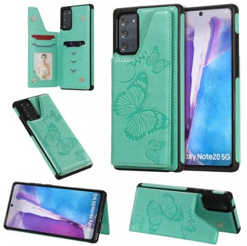 Samsung Galaxy Note 20 Luxury Butterfly Magnetic Card Slots Stand Case Green