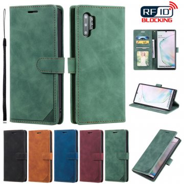 Samsung Galaxy Note 10 Plus Wallet RFID Blocking Kickstand Case Green