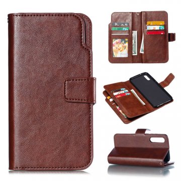 Huawei P30 Wallet 9 Card Slots Crazy Horse Leather Case Brown