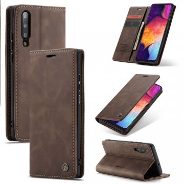 CaseMe Samsung Galaxy A50 Wallet Stand Magnetic Case Coffee
