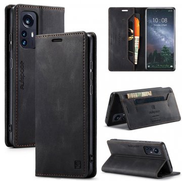 Autspace Xiaomi 12 Pro RFID Blocking Wallet Case Black