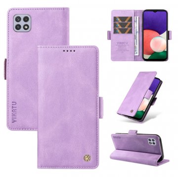YIKATU Samsung Galaxy A22 4G Skin-touch Wallet Kickstand Case Purple