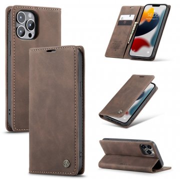 CaseMe iPhone 13 Pro Max Wallet Kickstand Magnetic Case Coffee