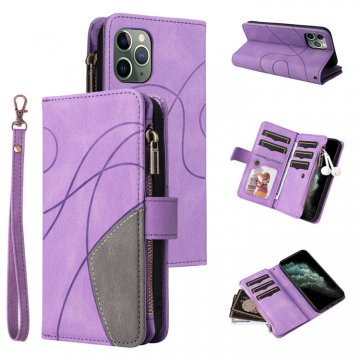iPhone 11 Pro Zipper Wallet Magnetic Stand Case Purple