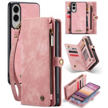 CaseMe Samsung Galaxy S25 Edge Wallet Magnetic Case with Wrist Strap Pink