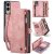 CaseMe Samsung Galaxy S25 Edge Wallet Magnetic Case with Wrist Strap Pink