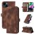 YIKATU Wallet Magnetic Stand Matte Leather Phone Case Coffee