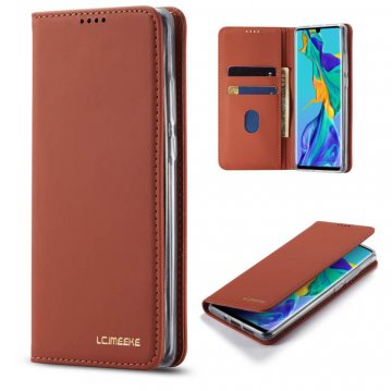 LC.IMEEKE Huawei P30 Pro Wallet Magnetic Kickstand Case Brown
