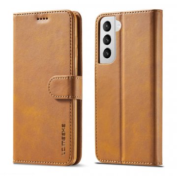 LC.IMEEKE Samsung Galaxy S21 Wallet Stand PU Leather Case Brown