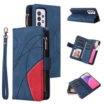 Samsung Galaxy A33 5G Zipper Wallet Magnetic Stand Case Blue