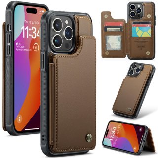 CaseMe RFID Blocking Card Holder Kickstand Phone Case Brown