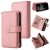 For Samsung Galaxy S20 Ultra Wallet 15 Card Slots Case with Wrist Strap Pink