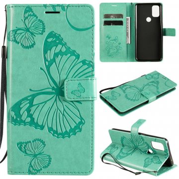 OnePlus Nord N10 5G Embossed Butterfly Wallet Magnetic Stand Case Green