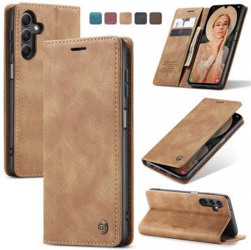 CaseMe Samsung Galaxy A24 4G Wallet Kickstand Magnetic Flip Case Brown