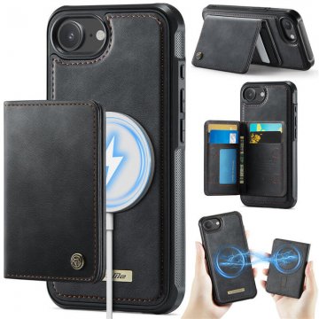 CaseMe iPhone 17e 2-in-1 Detachable Magnetic Wallet Case with RFID Blocking, Card Holder & MagSafe Compatible - Black
