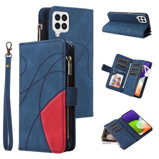 Samsung Galaxy A22 4G Zipper Wallet Magnetic Stand Case Blue