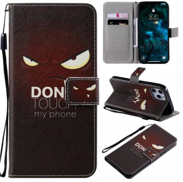 iPhone 12 Pro Max Embossed Angry Eyes Wallet Magnetic Stand Case