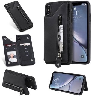 iPhone XS Max Wallet Magnetic Kickstand Shockproof Cover Black