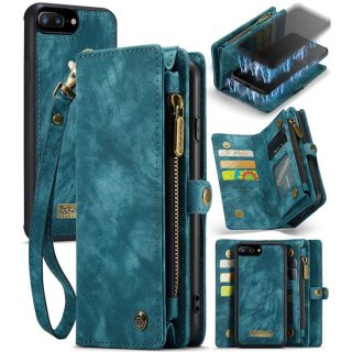 CaseMe iPhone 7 Plus/8 Plus Wallet Case with Wrist Strap Blue