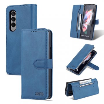 AZNS Samsung Galaxy Z Fold3 5G Wallet Magnetic Kickstand Case Blue