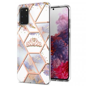 Samsung Galaxy S20 Plus Flower Pattern Marble Electroplating TPU Case Crown