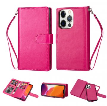 iPhone 13 Pro Max Wallet 9 Card Slots Magnetic Case Rose