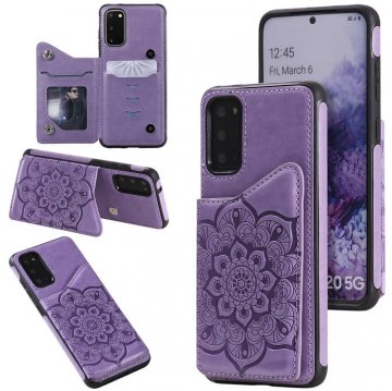 Samsung Galaxy S20 Embossed Wallet Magnetic Stand Case Purple