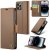 CaseMe Wallet RFID Blocking Magnetic Buckle Case Brown