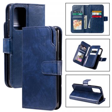 Samsung Galaxy A52 5G Wallet 9 Card Slots Magnetic Case Blue