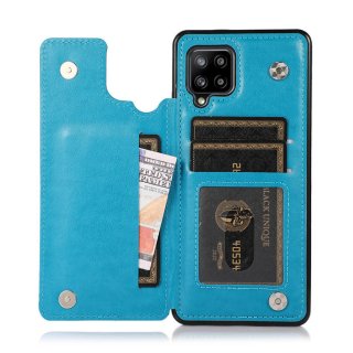 Mandala Embossed Samsung Galaxy A42 5G Case with Card Holder Blue