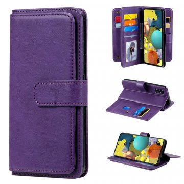 Samsung Galaxy A51 5G Multi-function 10 Card Slots Wallet Case Violet