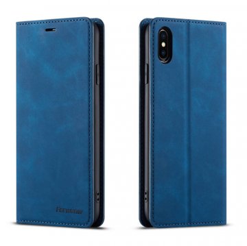 Forwenw iPhone XS Max Wallet Kickstand Magnetic Case Blue