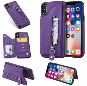 iPhone X Wallet Magnetic Kickstand Shockproof Cover Purple