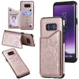 Samsung Galaxy S8 Plus Embossed Wallet Magnetic Stand Case Rose Gold